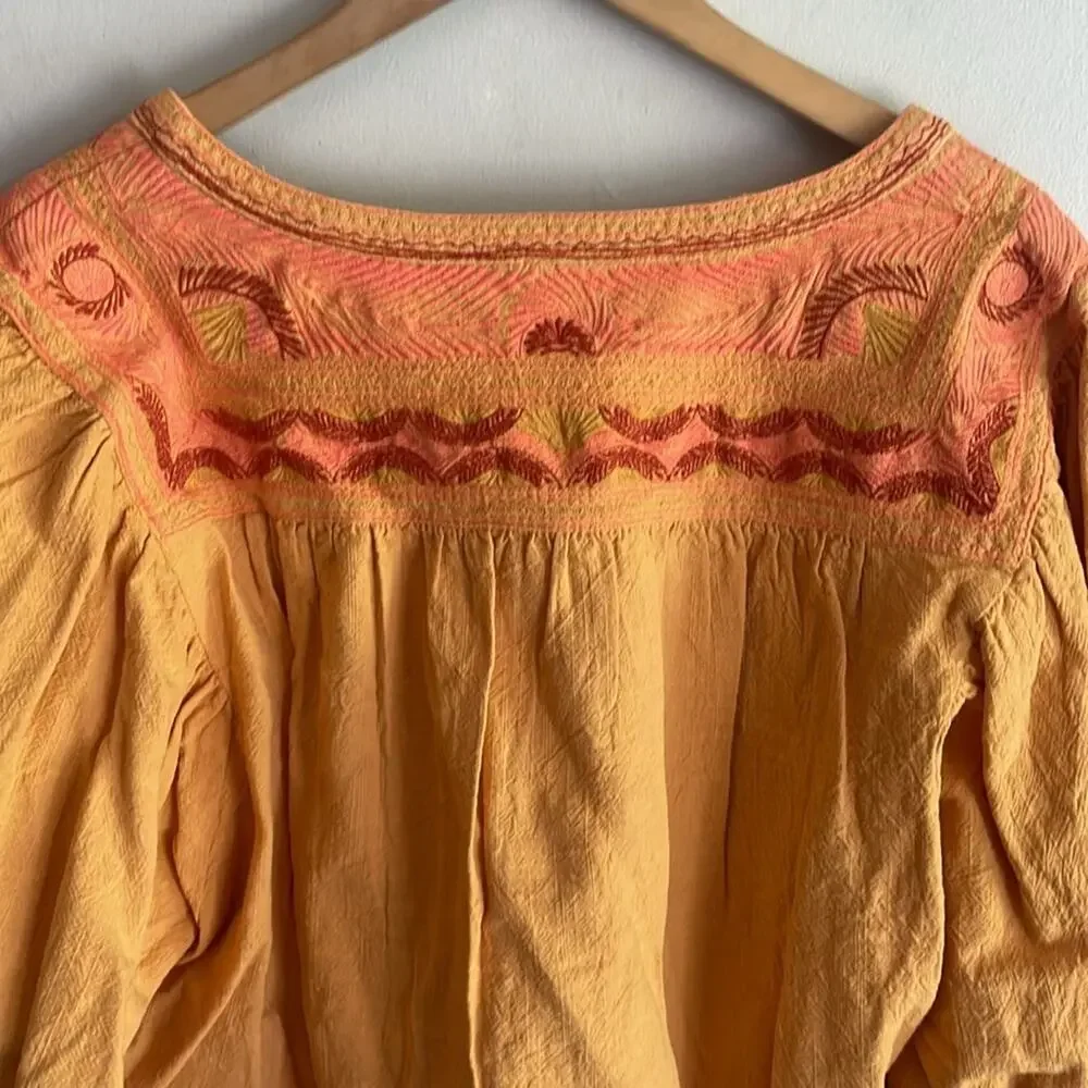 FREE PEOPLE Embroidered Iggie Woven Crop Top Cairo Combo